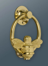 Load image into Gallery viewer, Brass Bumble Bee Ring Door Knocker - Brass Finish