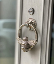 Load image into Gallery viewer, Brass Bumble Bee Ring Door Knocker - Nickel Finish