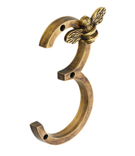 Load image into Gallery viewer, Brass bee Premium House/Door Numbers with Bee in Heritage Finish 0-9