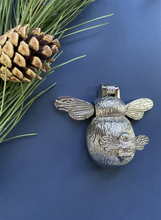 Load image into Gallery viewer, Brass Bee and Mini Bee Door Knocker - Nickel Finish