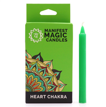 Load image into Gallery viewer, Manifest Magic Candles (set of 12) - Green - Heart Chakra
