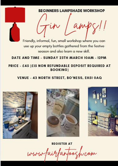 Gin Lamp Workshop - Sunday 23rd March, 10am - 12pm