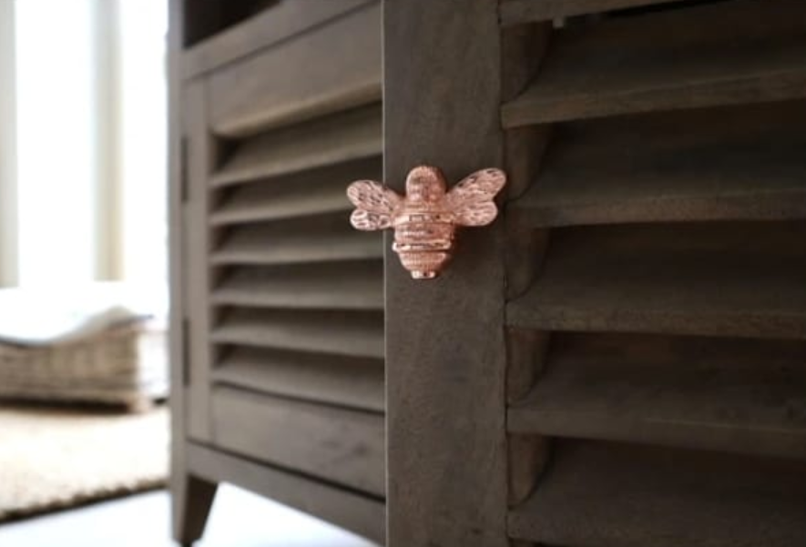 Brass Bee Drawer Knob - Rose Gold Finish