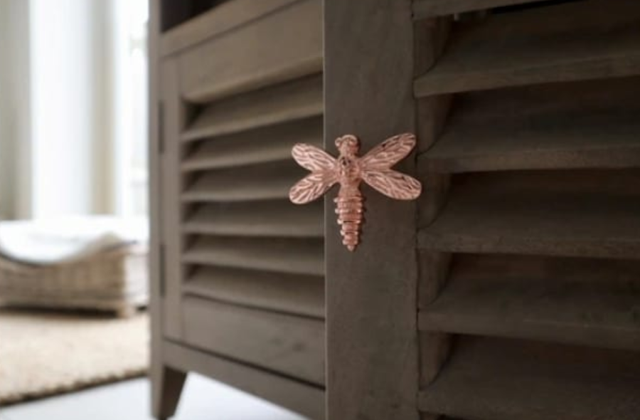 Brass Dragonfly Drawer Knob - Rose Gold Finish