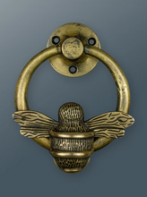 Load image into Gallery viewer, Brass Bumble Bee Ring Door Knocker - Heritage Brass Finish
