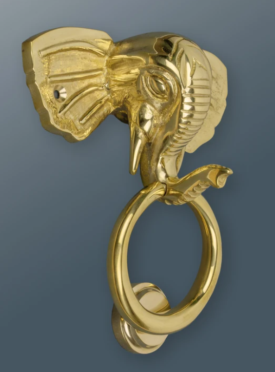 Brass Elephant Door Knocker - Brass Finish