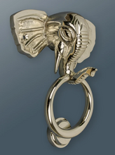 Load image into Gallery viewer, Brass Elephant Door Knocker - Nickel Finish
