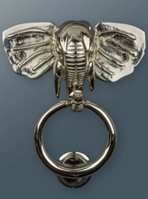 Load image into Gallery viewer, Brass Elephant Door Knocker - Nickel Finish
