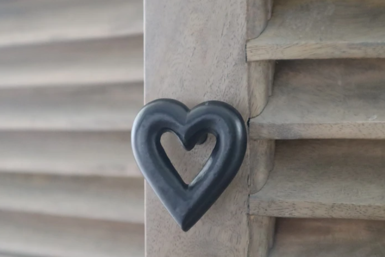 Brass Heart Drawer Knob - Black Finish