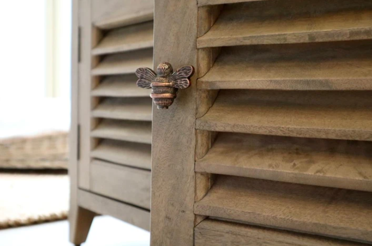 Brass Bee Drawer Knob - Antique Copper Finish