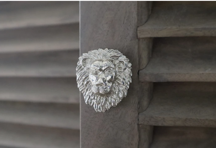 Brass Lion Drawer Knob - Nickel Finish