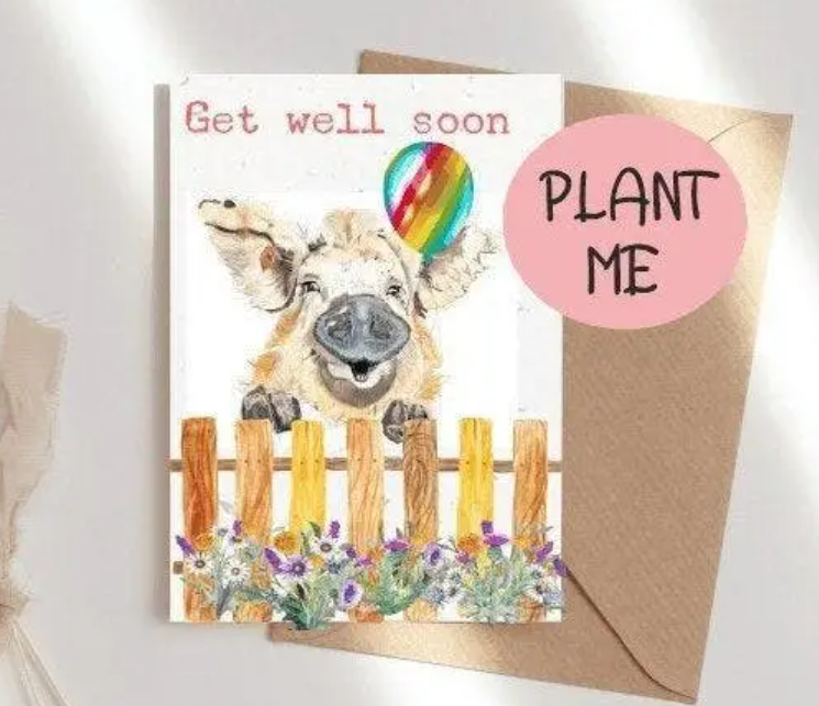 ECO AND VEGAN PLANTABLE FLOWER SEED CARDS - PIG