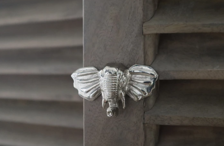 Brass Elephant Drawer Knob - Nickel Finish