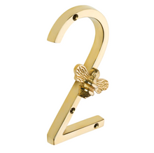 Load image into Gallery viewer, Brass Bee Premium House/Door Numbers with Bee in Brass Finish 0-9
