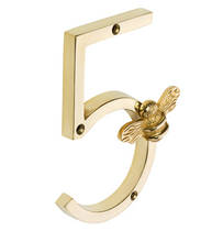 Load image into Gallery viewer, Brass Bee Premium House/Door Numbers with Bee in Brass Finish 0-9
