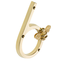 Load image into Gallery viewer, Brass Bee Premium House/Door Numbers with Bee in Brass Finish 0-9
