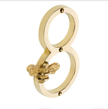 Load image into Gallery viewer, Brass Bee Premium House/Door Numbers with Bee in Brass Finish 0-9
