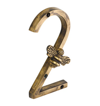 Load image into Gallery viewer, Brass bee Premium House/Door Numbers with Bee in Heritage Finish 0-9
