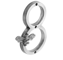 Load image into Gallery viewer, Brass bee Premium House/Door Numbers with Bee in Pewter Finish 0-9
