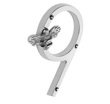 Load image into Gallery viewer, Brass bee Premium House/Door Numbers with Bee in Nickel Finish 0-9
