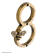 Load image into Gallery viewer, Brass bee Premium House/Door Numbers with Bee in Heritage Finish 0-9
