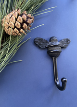 Load image into Gallery viewer, Brass bee Coat Hook - Black Finish
