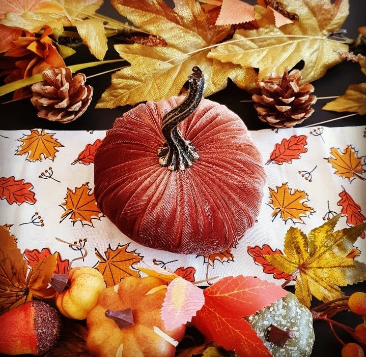 Handmade Small Velvet Pumpkins