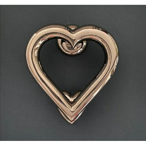 Brass Love Heart Door Knocker - Nickel Finish